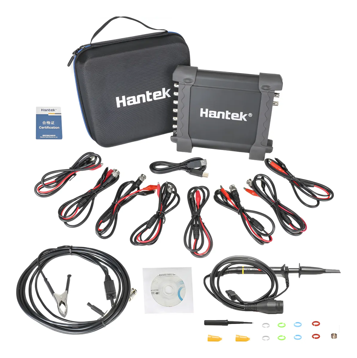 Osciloscopio Hantek de 8 canales con sondas